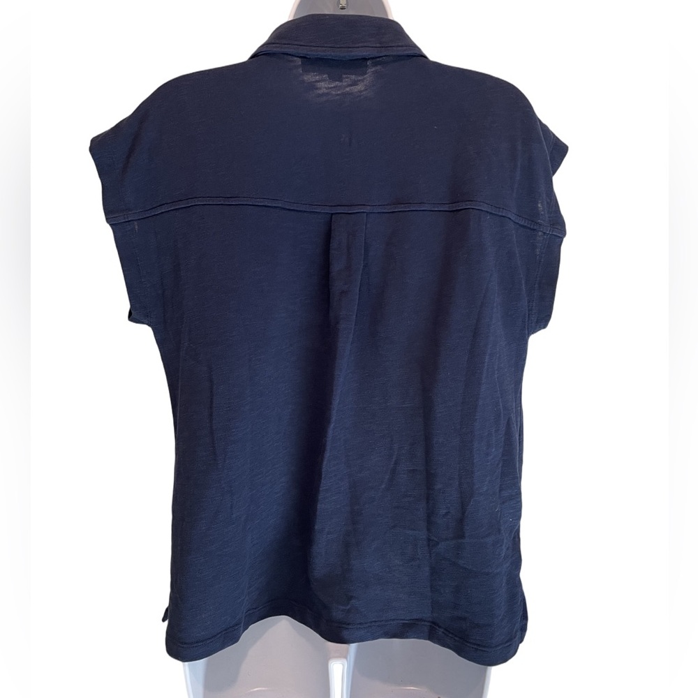 LOFT Navy Blue cap sleeve v-neck top. Size M. - Picture 2 of 10